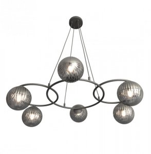 LAMPA WISZĄCA CZARNA KULE DO SALONU LIBRA 6 BL GRAFIT oprawa oświetleniowa