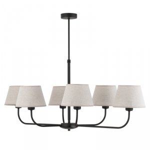TK LIGHTING CHICAGO LINEN 3999 LAMPA SUFITOWA ŻYRANDOL CZARNY Z LNIANYMI ABAŻURAMI NATURAL EKO