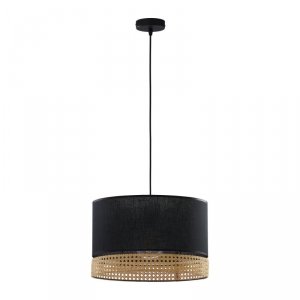 TK LIGHTING 6543 PAGLIA NEW BLACK LAMPA WISZĄCA CZARNA CZARNY ABAŻUR RATTAN EKO NATURAL BOHO