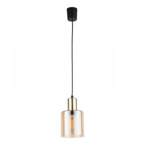 TK LIGHTING SIERRA GOLD 6665 LAMPA WISZĄCA CZARNO ZŁOTA BURSZTYOWY KLOSZ