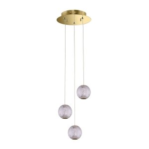  ITALUX ROSARIO PND-12220121-3A-GD LAMPA ZŁOTA WISZĄCA NOWOCZESNA PRZEZROCZYSTE KLOSZE 