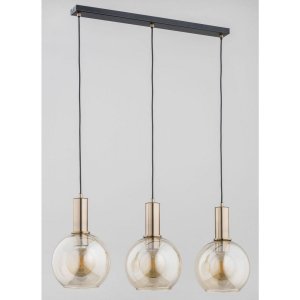 ALFA SOSNOWSCY DARIN 62176 LAMPA WISZĄCA NA LISTWIE CZARNO ZŁOTA SZKLANE KULE BURSZTYNOWE