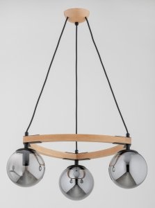 ALFA SOSNOWSCY ADINA PRO 62463 LAMPA WISZĄCA DREWNIANA ZE SZKLANYMI KLOSZAMI KULAMI GRAFITOWYMI