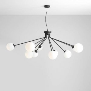 ARTERA HOLM 10 BLACK LAMPA WISZĄCA CZARNA NOWOCZESNA KULE SZKLANE BIAŁE