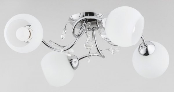 ALFA SOSNOWSCY LIVIA PRO 28524 LAMPA WISZĄCA GLAMOUR CHROM 4 PŁ BIAŁE KLOSZE SZKLANE