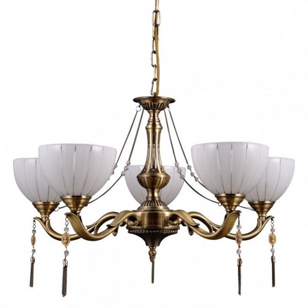 ITALUX BAXIO MD38445-5 LAMPA WISZĄCA ZŁOTA SZKLANE KLOSZE DO SALONU 