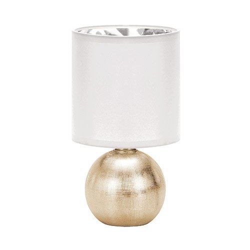 LAMPKA NOCNA STOŁOWA IDEUS Z ABAŻUREM PERLO E14 GOLD/WHITE