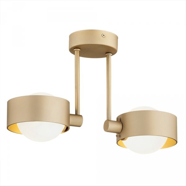 LAMPA SUFITOWA ZŁOTA PODWÓJNA KILE BIAŁE NOWOCZESNA DO POKOJU SALONU SYPIALNI ŁAZIENKI IP44 HERMETYCZNA ARGON MASSIMO PLUS 7215