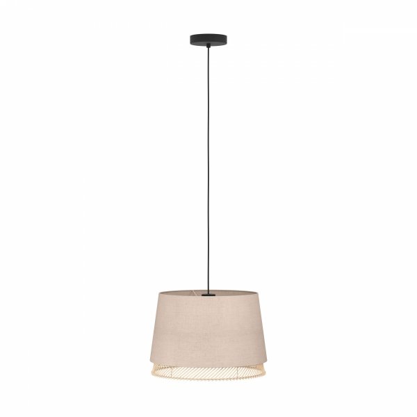 EGLO TABLEY 43975 LAMPA WISZĄCA NATURAL BOHO EKO VINTAGE ABAŻUR Z NATURALNEJ TKANINY Z DREWNEM