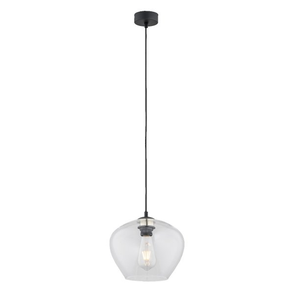 LAMPA WISZĄCA SZKLANA CZARNO ZŁOTA Z TRANSPARENTNYM KLOSZEM PRZEŹROCZYSTA DO SALONU JADALNI KUCHNI NAD STÓŁ ARGON KALIMERA 4043
