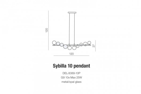 AZZARDO SYBILLA 10 PENDANT AZ2100 LAMPA WISZĄCA CHROM ORYGINALNA DUŻA