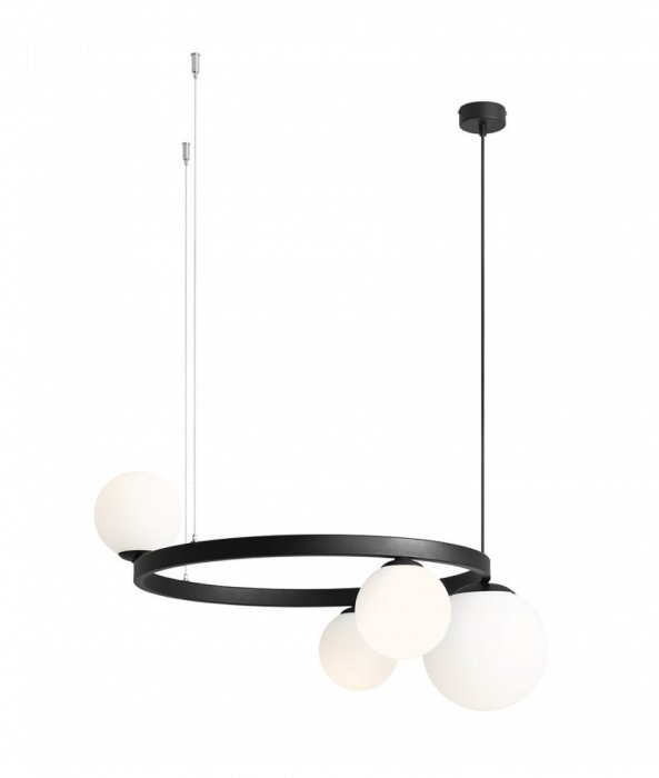 ALDEX GARDA 4 RING BLACK 1099L1_R LAMPA WISZĄCA CZARNA KULE BIAŁE NAD STÓŁ
