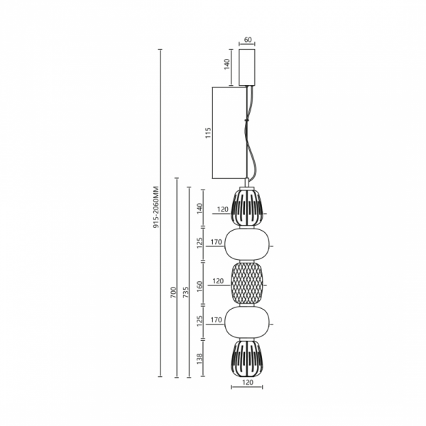 Lampa wisząca CARO GOLD 40W LED