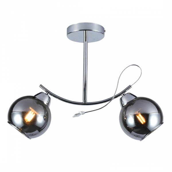 LAMPA SUFITOWA PODWÓJNA CHROM Z GRAFITOWYMI KLOSZAMI NOWOCZESNA DO SYPIALNI SALONU POKOJU MILAGRO CONNOR MLP0873
