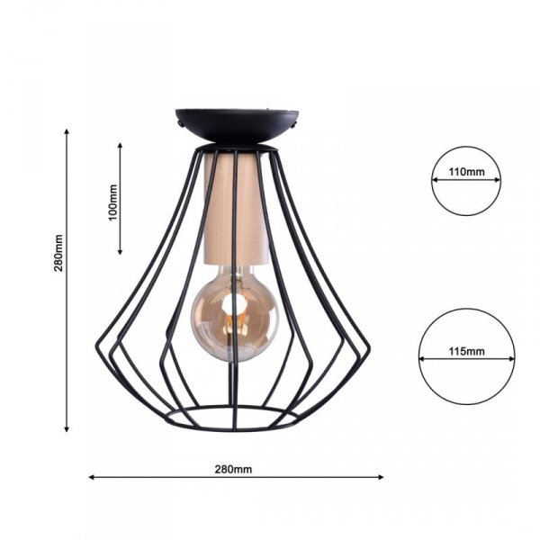 MILAGRO Lampa sufitowa WILL BLACK 1xE27
