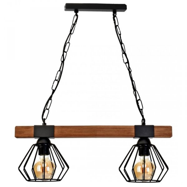 Lampa wisząca ULF BLACK / WOOD 2xE27 60W