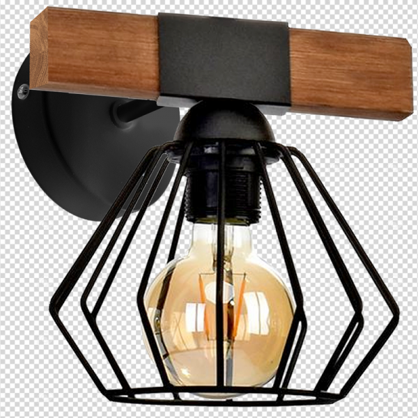 MILAGRO Kinkiet ULF BLACK / WOOD 1xE27 60W