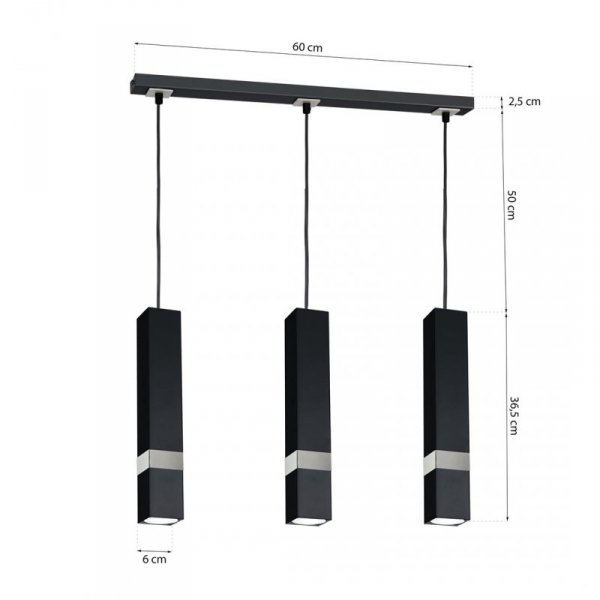 MILAGRO Lampa wisząca VIDAR BLACK/CHROME 3xGU10