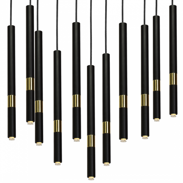 MILAGRO Lampa wisząca MONZA BLACK / GOLD 11xG9 8W