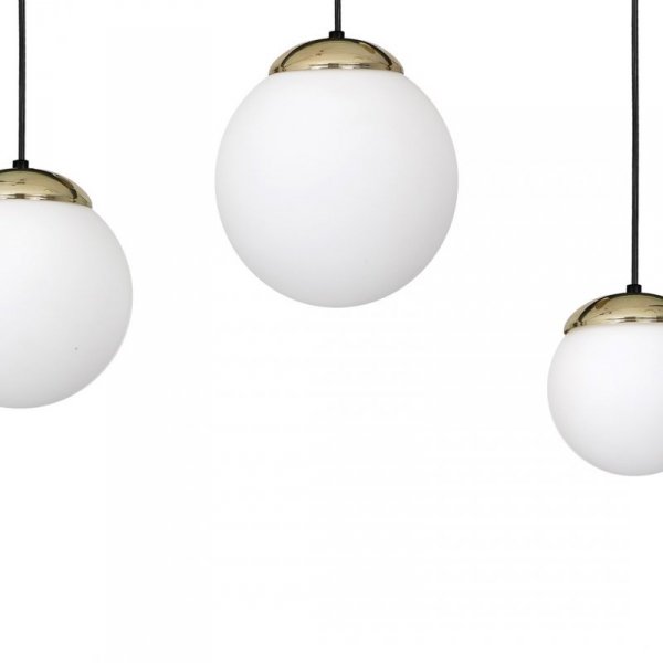 MILAGRO SPARTA BLACK  GOLD  LAMPA WISZĄCA CZARNO ZŁOTA KULE BIAŁE