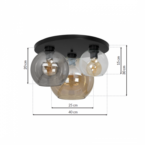 MILAGRO MLP6589 SOFIA MIX LAMPA SUFITOWA PLAFON SZKLANE KULE RÓŻNE KOLORY