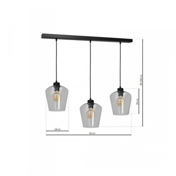 MILAGRO MLP6608 SANTIAGO CLEAR LAMPA WISZĄCA CZARNA KLOSZE PRZEŹROCZYSTE 