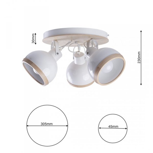 MILAGRO Lampa sufitowa OVAL WHITE 3xE27