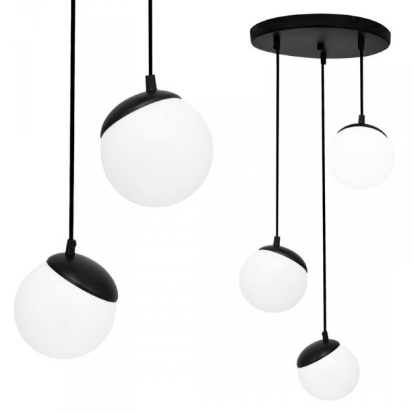 MILAGRO SFERA BLACK MLP8868 LAMPA WISZĄCA CZARNA KLOSZE KULE BIAŁE