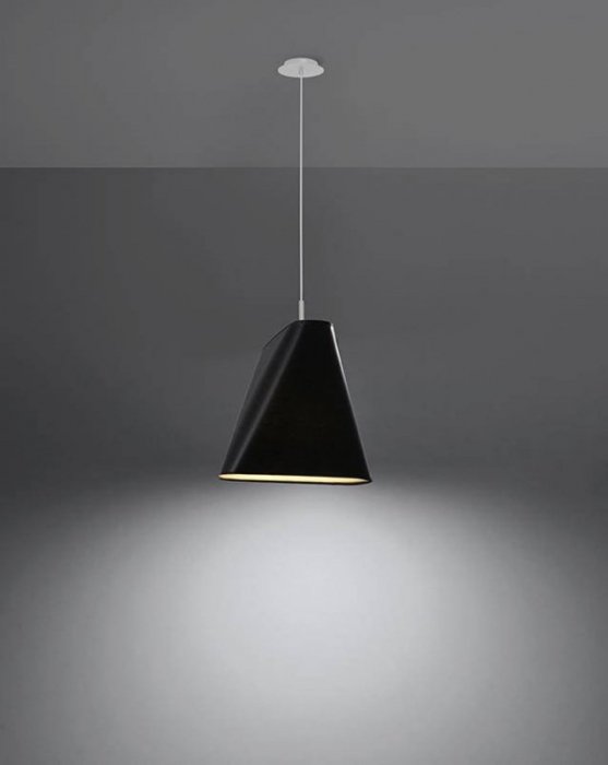 Żyrandol BLUM 1 czarny abażur tkanina, stal nowoczesna lampa wisząca sufitowa E27 LED SOLLUX LIGHTING