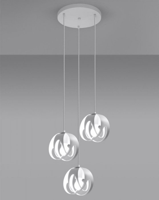 Lampa wisząca TULOS 3P biała zwis na linkach koła nowoczesna loft E27 LED Sollux Lighting