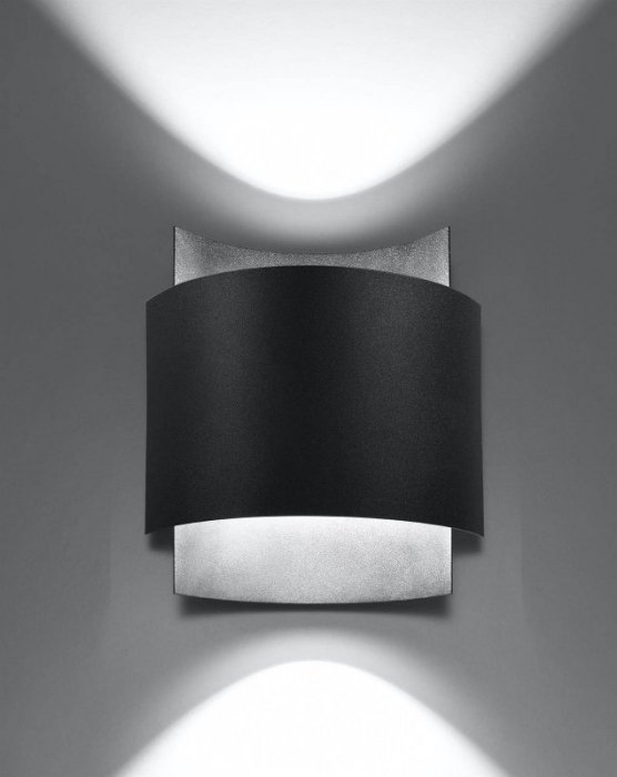 Kinkiet IMPACT czarny stalowa lampa ścienna minimalistyczna świeci górą i dołem G9 LED SOLLUX LIGHTING