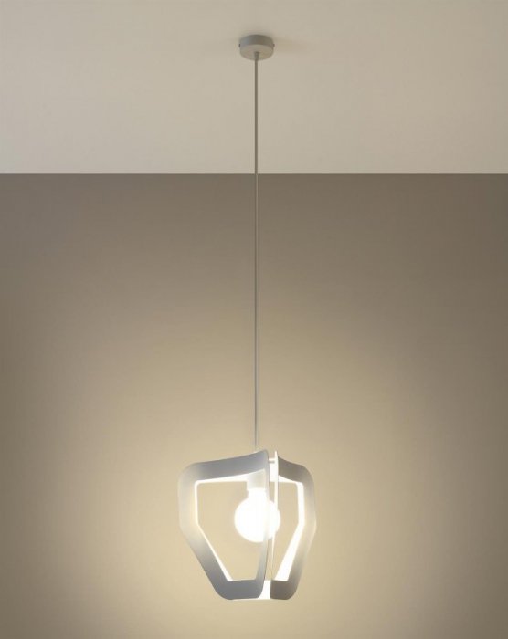 Lampa wisząca TRES biała stalowy industrialny zwis na lince sufitowy E27 LED SOLLUX LIGHTING