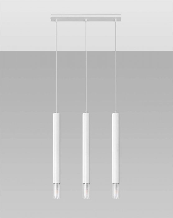 Lampa wisząca WEZYR 3 biała  stal zwis sufitowy tuba G9 LED SOLLUX LIGHTING