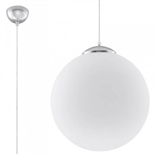 Lampa wisząca UGO 30 stal chrom biały kula loft szkło E27 LED SOLLUX LIGHTING