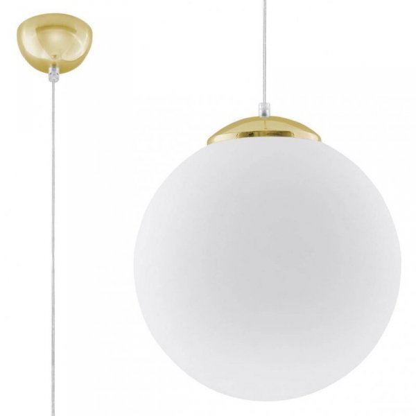 Lampa wisząca UGO 30 stal złota biały kula loft szkło E27 LED SOLLUX LIGHTING