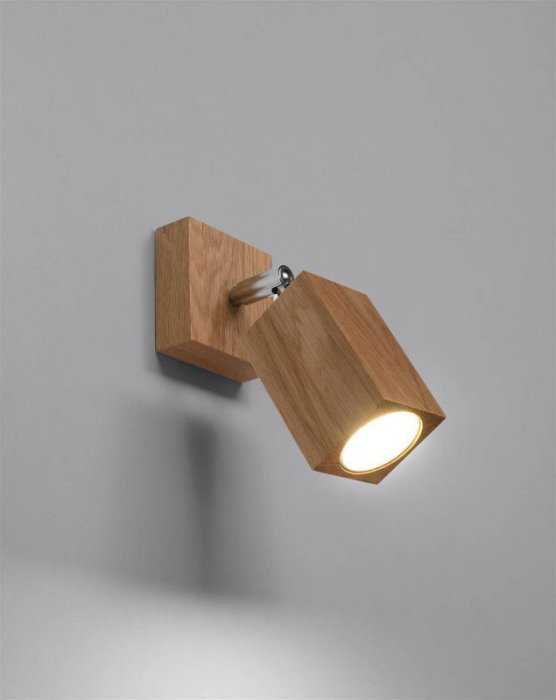 Kinkiet KEKE dąb drewno punktowa nowoczesna lampa ścienna ruchomy klosz Gu10 LED SOLLUX LIGHTING