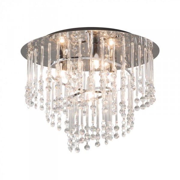 LAMPA SUFITOWA PLAFON CHROM KRYSZTAŁOWY W STYLU GLAMOUR DO SALONU SYPIALNO ZUMALINE 19154M TERRE 