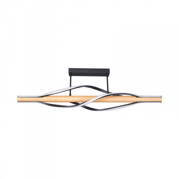ZUMALINE C230857003 BAEZ LAMPA SUFITOWA CZARNA LED Z DREWNEM NOWOCZESNA