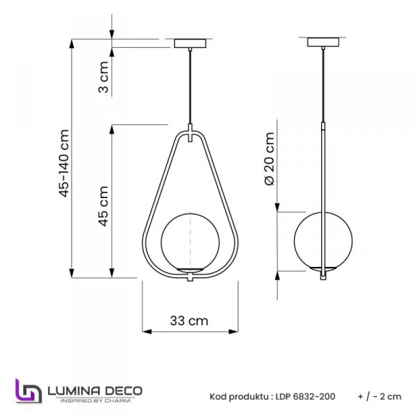 LUMINA DECO NOWOCZESNA LAMPA WISZĄCA BIAŁA FORNERI D20