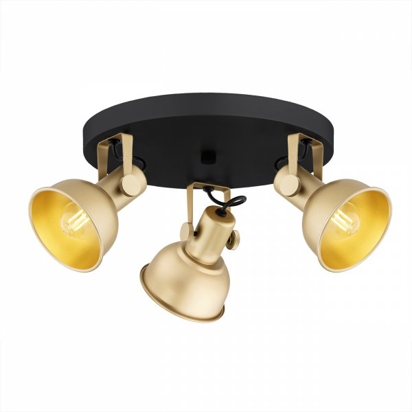LAMPA SUFITOWA PLAFON SPOT REFLEKTOR CZARNO ZŁOTY INDUSTRIALNY DO SALONU POKOJU KUCHNI ARGON LENORA 6243