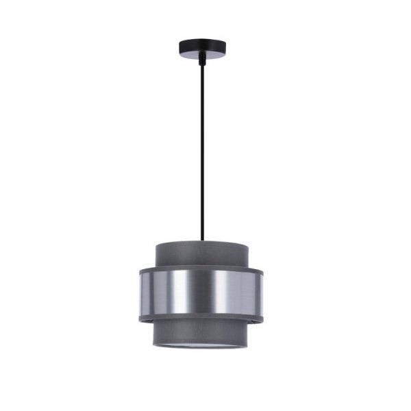 Hare lampa wisząca czarny 1x60W E27 abażur szary+srebrny