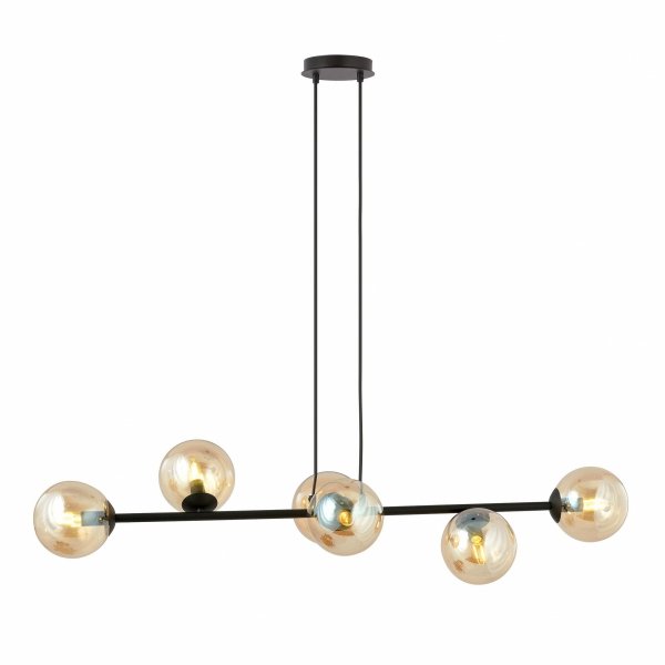 LAMPA WISZĄCA CZARNA KULE BURSZTYNOWE SZKLANE NAD STÓŁ DO JADALNI KUCHNI NOWOCZESNA EMIBIG ROSSI 6 BL MIODOWY 876/6