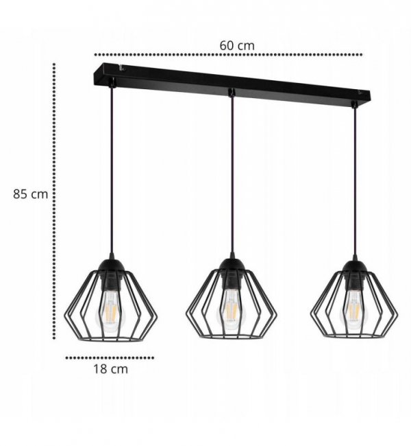 Lampa 3-płomienna LOFT  - Edison 1502/3/L LIGHT HOME