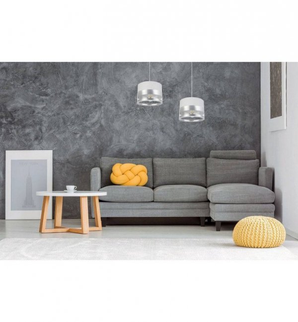 LAMPA WISZĄCA PODWÓJNA Z ABAŻUREM KOLORY INTENSE CHROM HOME LIGHT HOME