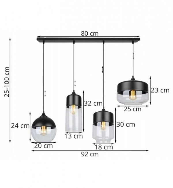 Lampa wisząca ze szklanymi kloszami - OSLO 2234/4/B/MIX LIGHT HOME