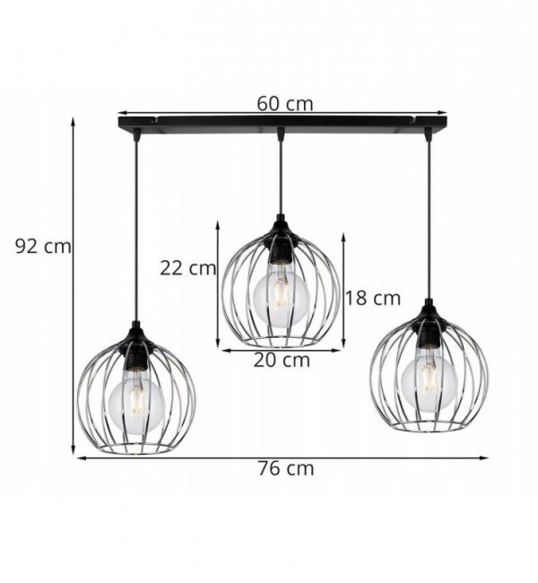 Lampa 3-płomienna LOFT  - TORONTO 2245/3/C LIGHT HOME