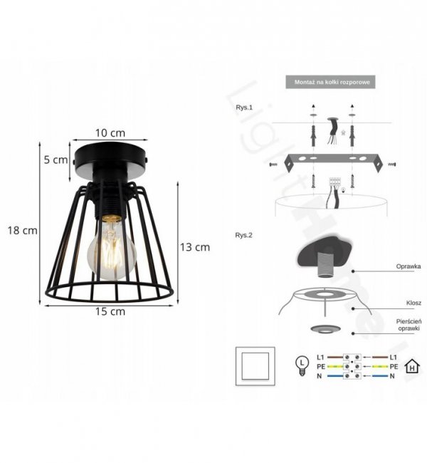 Lampa 1-płomienna LOFT  -  NUVOLA 2036/KB LIGHT HOME