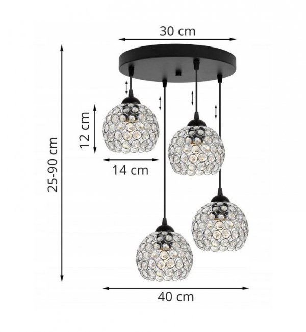 Lampa wisząca ze szklanymi kloszami - CRYSTAL 2220/4/OW/C LIGHT HOME