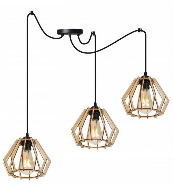 Lampa wisząca nowoczesna - SPIDER TIMBER 2360/3 LIGHT HOME