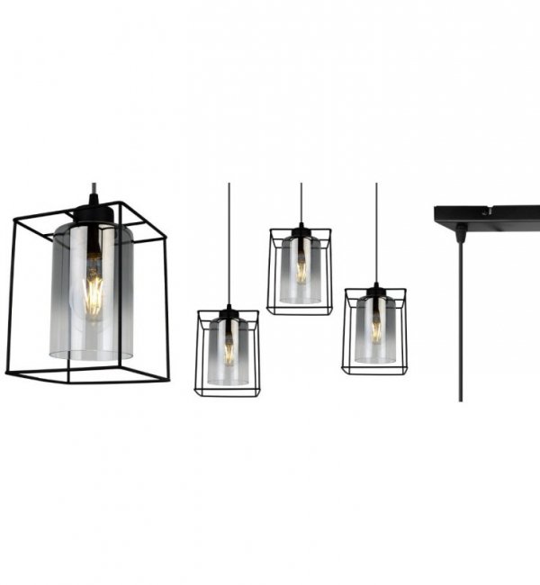 Lampa wisząca ze szklanymi kloszami - HELLA CAGE 2366/3/G LIGHT HOME